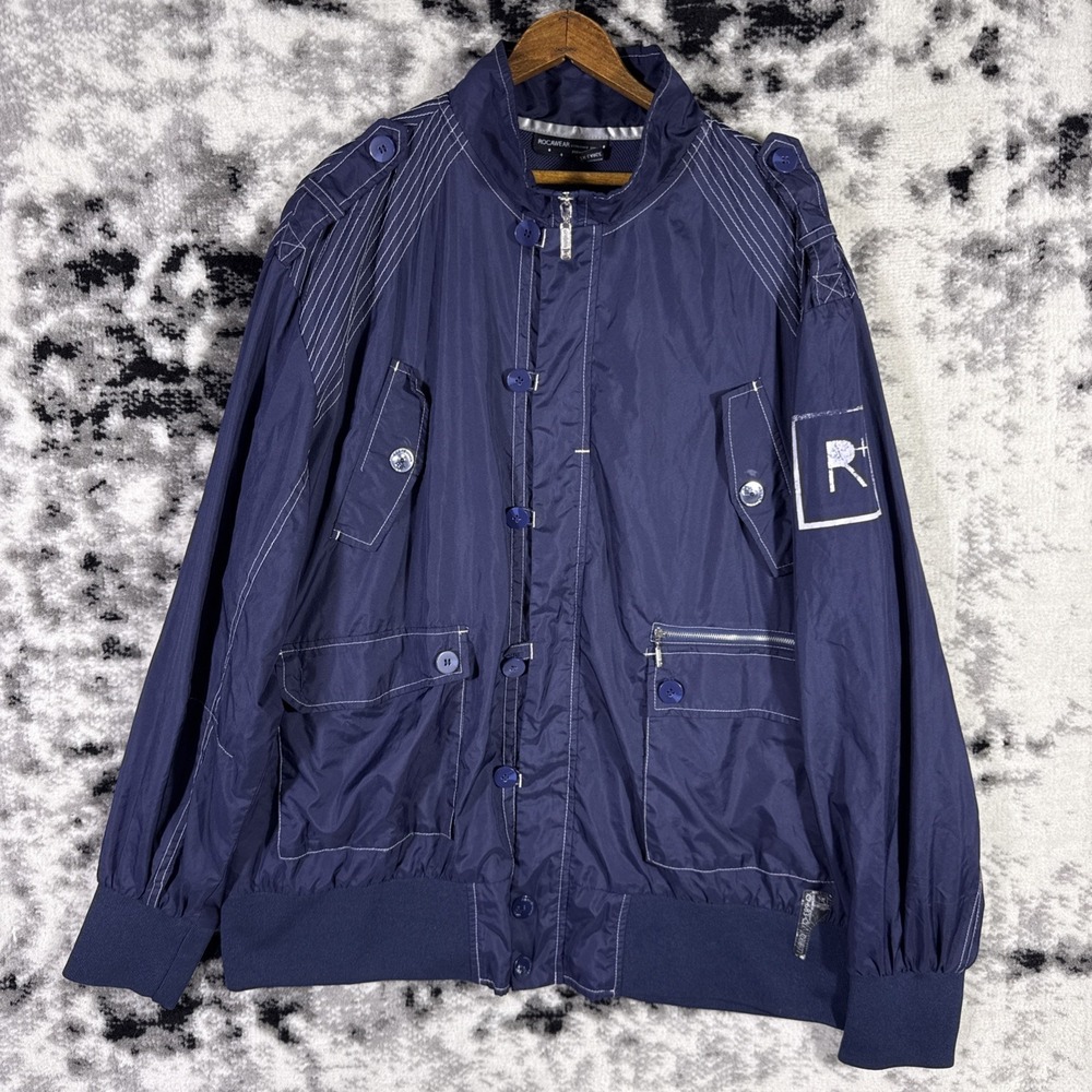 Rocawear Jacket Mens Size 2XL Navy Blue Pockets Y2K Streetwear Hip Hop